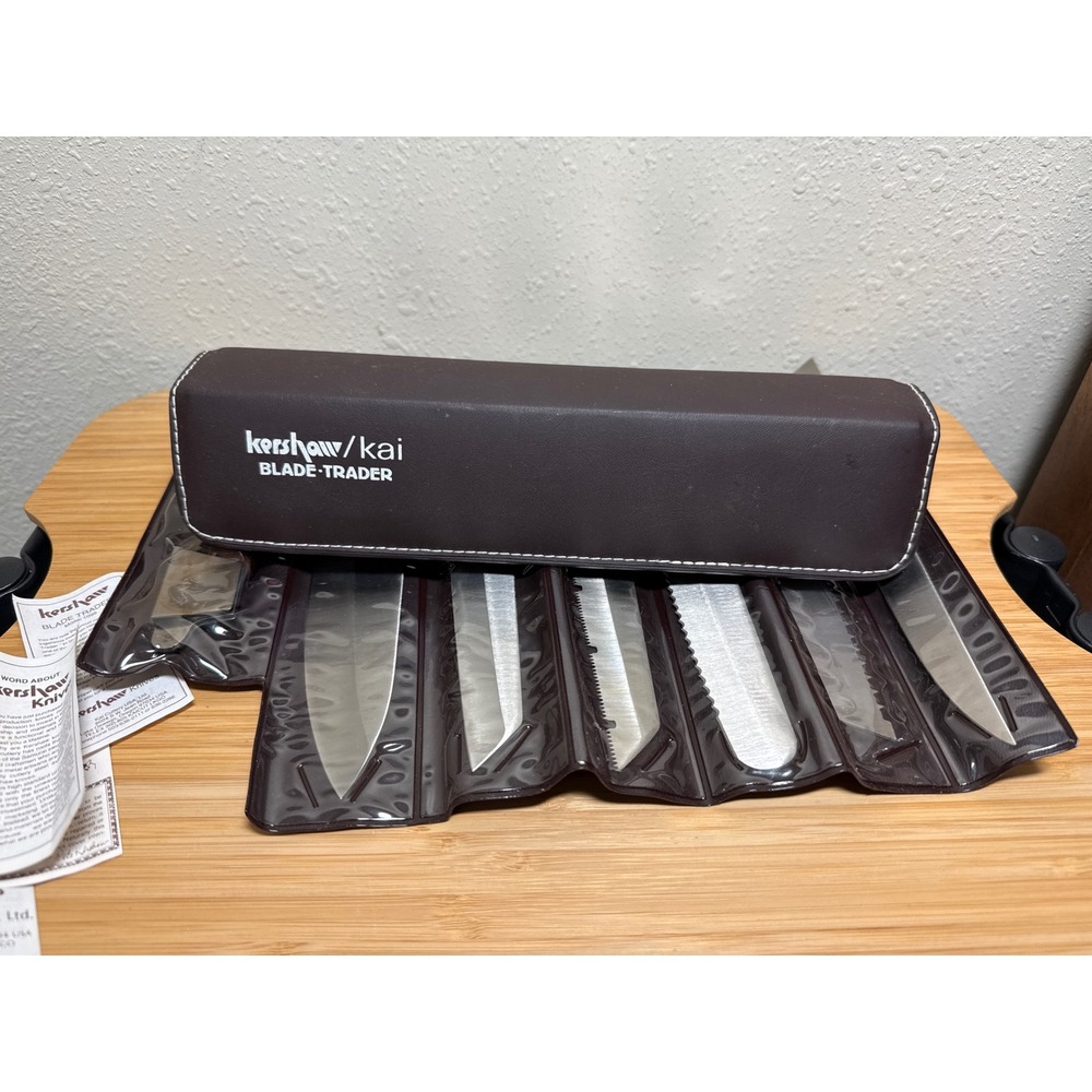VTG Kershaw Blade Trader Knife Set Brown Rosewood 6 Interchangeable Blades